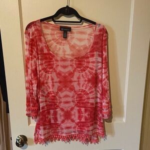 INC International Concepts coral Tie-Dye Blouse